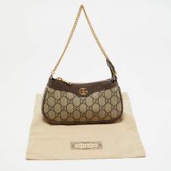 Pre Owned Gucci Brown/Beige GG Supreme Canvas Mini Ophidia Pouch Bag