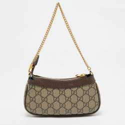 Pre Owned Gucci Brown/Beige GG Supreme Canvas Mini Ophidia Pouch Bag