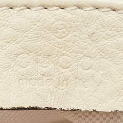 Pre Owned Gucci Off White Pebbled Leather GG Bamboo Tassel Backpack