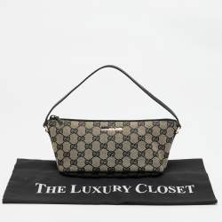 Pre Owned Gucci Beige/Black GG Canvas Boat Pochette Bag