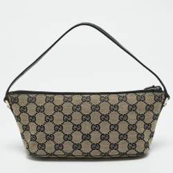 Pre Owned Gucci Beige/Black GG Canvas Boat Pochette Bag