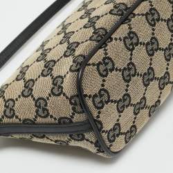 Pre Owned Gucci Beige/Black GG Canvas Boat Pochette Bag