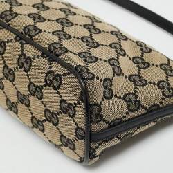 Pre Owned Gucci Beige/Black GG Canvas Boat Pochette Bag