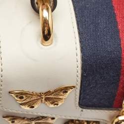 Pre Owned Gucci White Leather Mini Animalier Sylvie Top Handle Bag