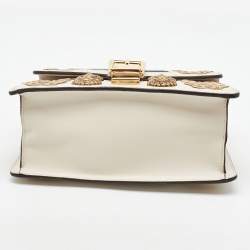 Pre Owned Gucci White Leather Mini Animalier Sylvie Top Handle Bag