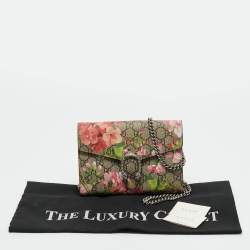 Pre Owned Gucci Beige/Mauve GG Supreme Canvas Blooms Dionysus Wallet on Chain