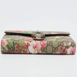 Pre Owned Gucci Beige/Mauve GG Supreme Canvas Blooms Dionysus Wallet on Chain