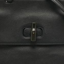Pre Owned Gucci Black Leather Large Bamboo Daily Top Handle Bag