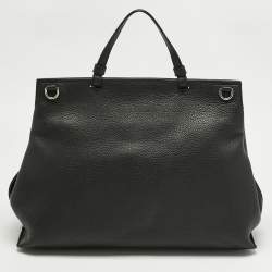 Pre Owned Gucci Black Leather Large Bamboo Daily Top Handle Bag