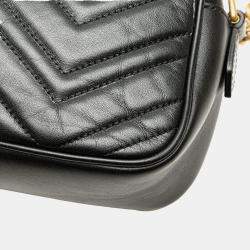 Pre Owned Gucci Black Small GG Marmont Matelasse Leather Crossbody