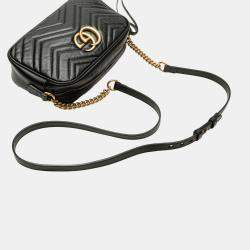 Pre Owned Gucci Black Small GG Marmont Matelasse Leather Crossbody