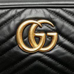 Pre Owned Gucci Black Small GG Marmont Matelasse Leather Crossbody