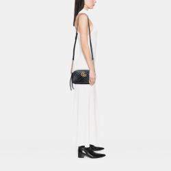 Pre Owned Gucci Black Small GG Marmont Matelasse Leather Crossbody