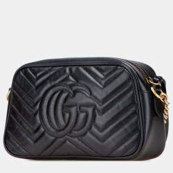 Pre Owned Gucci Black Small GG Marmont Matelasse Leather Crossbody