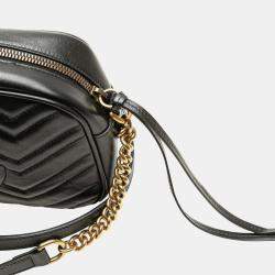 Pre Owned Gucci Black Small GG Marmont Matelasse Leather Crossbody