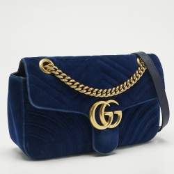 Pre Owned حقيبة كتف غوتشي مارمونت جي جي صغيرة مخملية ماتلاسي بنفسجية