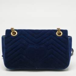 Pre Owned حقيبة كتف غوتشي مارمونت جي جي صغيرة مخملية ماتلاسي بنفسجية