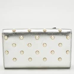 Pre Owned Gucci Silver Leather Animalier Broadway Clutch