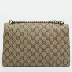 Pre Owned Gucci Beige GG Supreme Canvas and Suede Small Dionysus Shoulder Bag