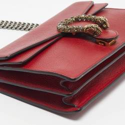 Pre Owned Gucci Red Leather Small Dionysus Crystals Shoulder Bag