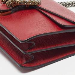 Pre Owned Gucci Red Leather Small Dionysus Crystals Shoulder Bag