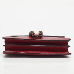 Pre Owned Gucci Red Leather Small Dionysus Crystals Shoulder Bag