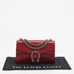 Pre Owned Gucci Red Leather Small Dionysus Crystals Shoulder Bag