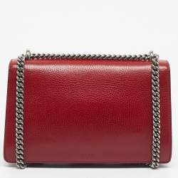 Pre Owned Gucci Red Leather Small Dionysus Crystals Shoulder Bag