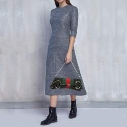 Pre Owned حقيبة كلتش غوتشي سلسلة ويب سنيك هورسبيت توم فورد إصدار محدود جلد نقش تمساح وساتان وكانفاس متعددة الألوان