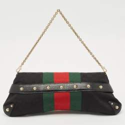 Pre Owned حقيبة كلتش غوتشي سلسلة ويب سنيك هورسبيت توم فورد إصدار محدود جلد نقش تمساح وساتان وكانفاس متعددة الألوان