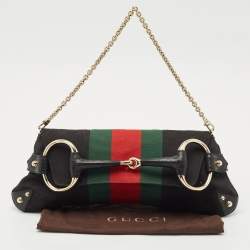 Pre Owned حقيبة كلتش غوتشي سلسلة ويب سنيك هورسبيت توم فورد إصدار محدود جلد نقش تمساح وساتان وكانفاس متعددة الألوان