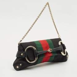 Pre Owned حقيبة كلتش غوتشي سلسلة ويب سنيك هورسبيت توم فورد إصدار محدود جلد نقش تمساح وساتان وكانفاس متعددة الألوان