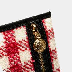 Pre Owned Gucci Red Large Web Tweed Rajah Tote