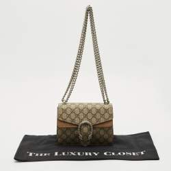 Pre Owned Gucci Beige GG Supreme Canvas and Suede Mini Dionysus Shoulder Bag