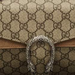 Pre Owned Gucci Beige GG Supreme Canvas and Suede Mini Dionysus Shoulder Bag