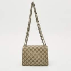 Pre Owned Gucci Beige GG Supreme Canvas and Suede Mini Dionysus Shoulder Bag