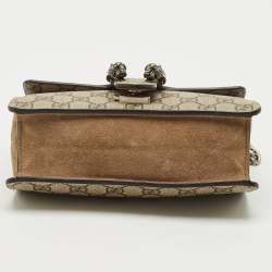 Pre Owned Gucci Beige GG Supreme Canvas and Suede Mini Dionysus Shoulder Bag