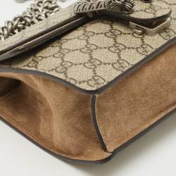 Pre Owned Gucci Beige GG Supreme Canvas and Suede Mini Dionysus Shoulder Bag