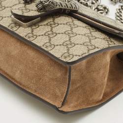 Pre Owned Gucci Beige GG Supreme Canvas and Suede Mini Dionysus Shoulder Bag