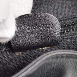 Pre Owned Gucci Bamboo Black Leather Backpack 