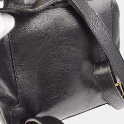 Pre Owned Gucci Bamboo Black Leather Backpack 