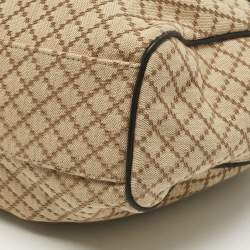 Pre Owned Gucci Black/Beige Diamante Canvas and Leather Medium Sukey Tote