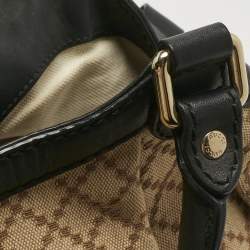 Pre Owned Gucci Black/Beige Diamante Canvas and Leather Medium Sukey Tote
