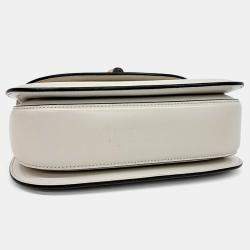 Pre Owned Gucci White Leather Bamboo 1947 Small Top Handle Bag