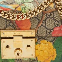 Pre Owned Gucci Multicolor GG Supreme Canvas Tian Print Small Padlock Shoulder Bag