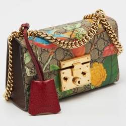 Pre Owned Gucci Multicolor GG Supreme Canvas Tian Print Small Padlock Shoulder Bag