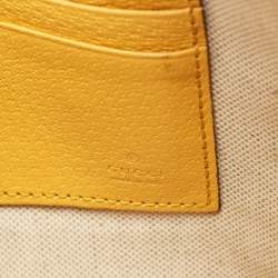 Pre Owned Gucci Beige/Mustard GG Supreme Canvas and Leather Tiger Head  Wristlet Pouch