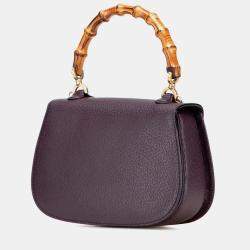 Pre Owned Gucci Purple Calfskin Bamboo Night