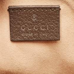 Pre Owned Gucci Brown/Beige GG Supreme Canvas and Leather Mini Ophidia Round Bag