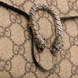 Pre Owned Gucci Beige GG Supreme Dionysus Chain Wallet
